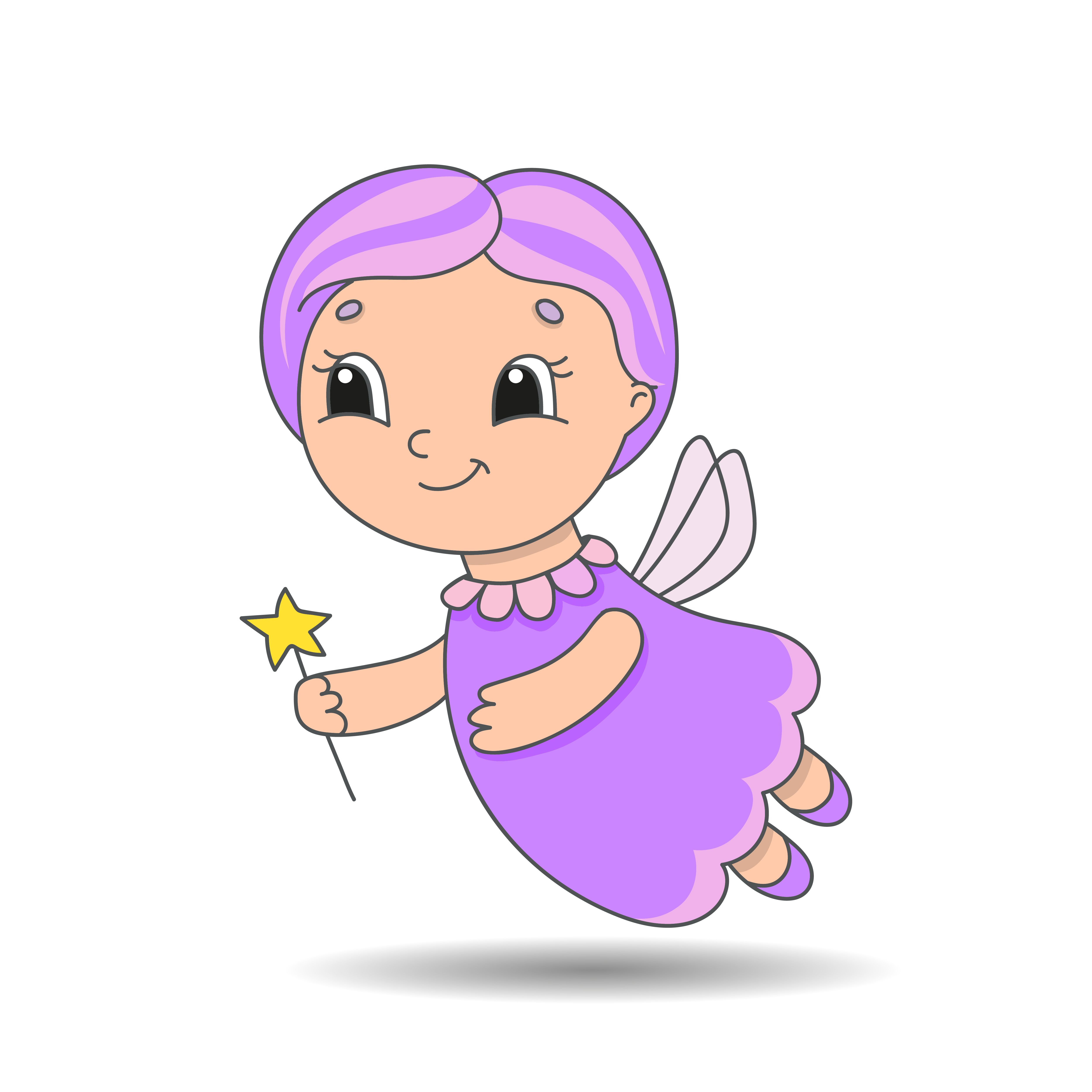 Fairy godmother flies and holds a magic wand. Cute character. Colorful  vector illustration. Cartoon style. Isolated on white background. Design  element. 3771204 Vector Art at Vecteezy