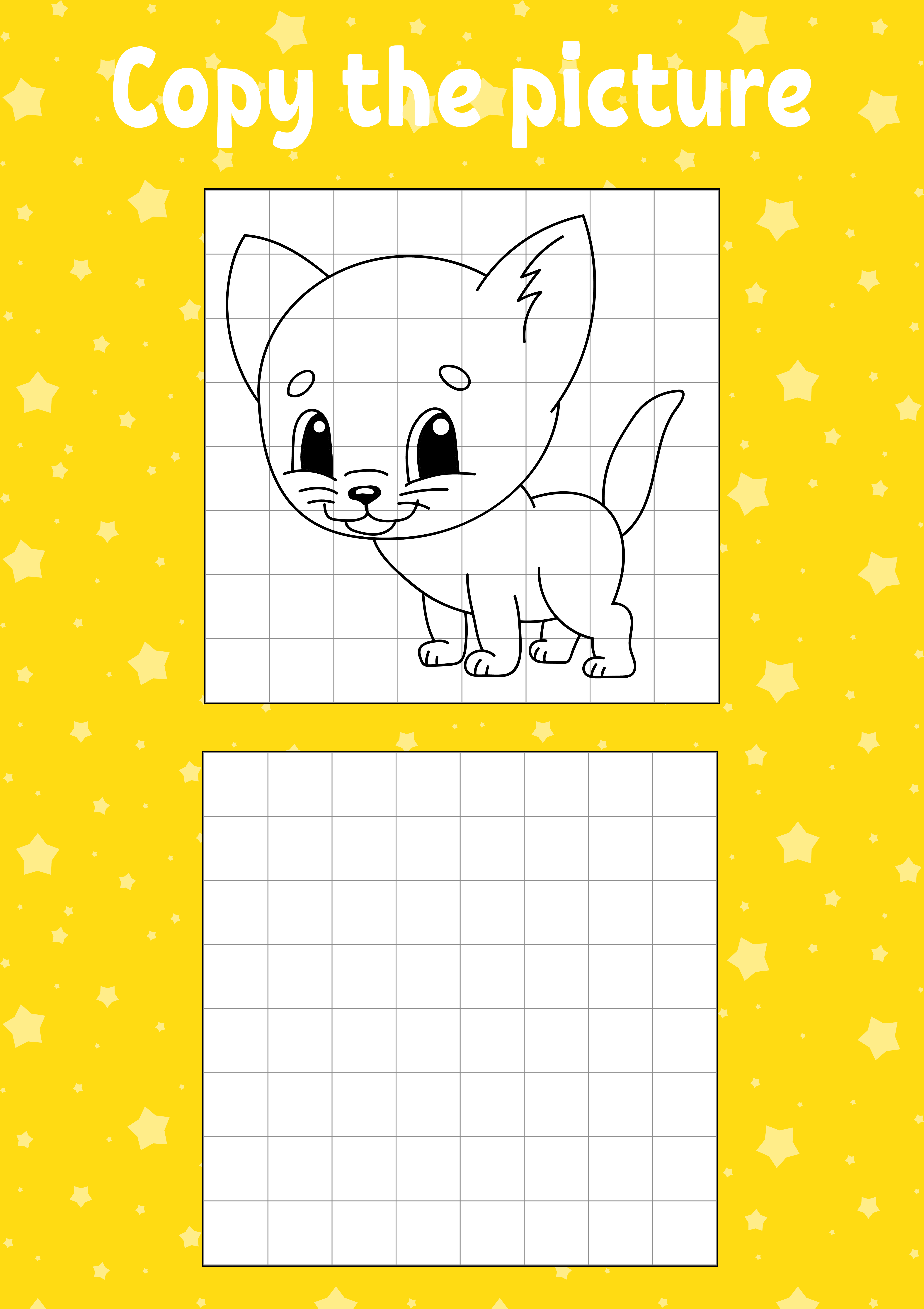 Copy the picture. Cat animal. Coloring book pages for kids ...