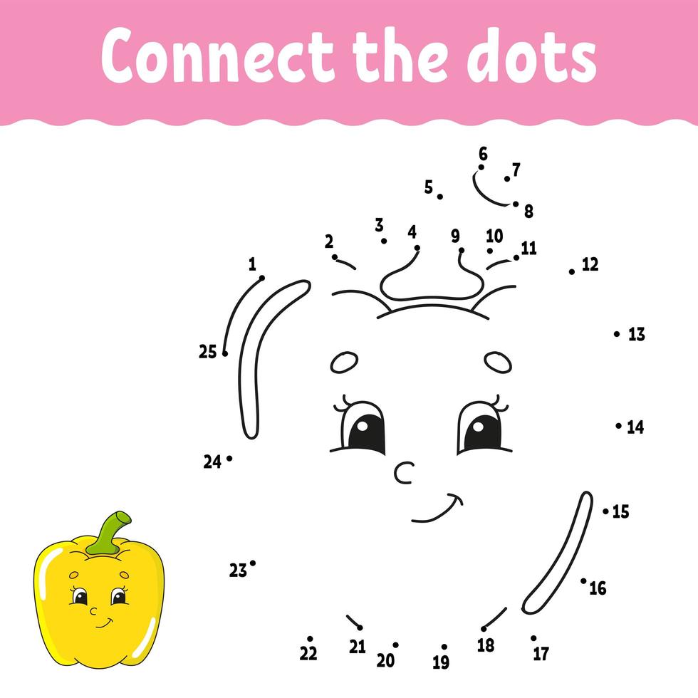 Dot to dot game. Draw a line. For kids. Activity worksheet. Coloring book. With answer. Cartoon character. vector