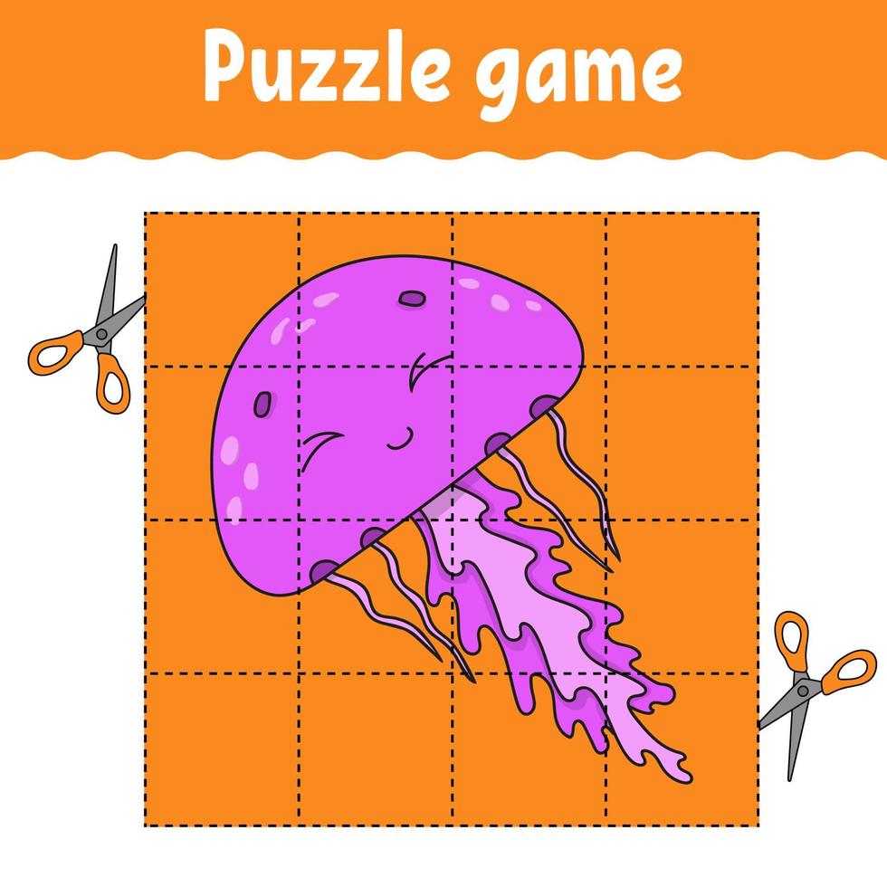 Puzzle game for kids. Education developing worksheet. Learning game for children. Color activity page. For toddler. Riddle for preschool. Isolated vector illustration in cartoon style.