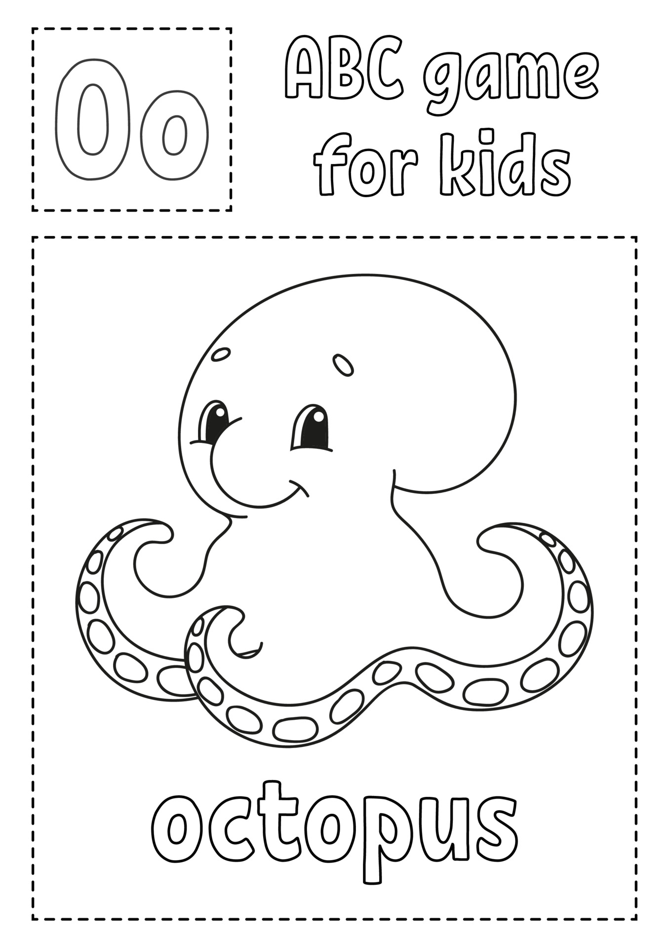 Letter O is for octopus . ABC game for kids. Alphabet coloring page. Cartoon  character. Word and letter. Vector illustration. 3771557 Vector Art at  Vecteezy