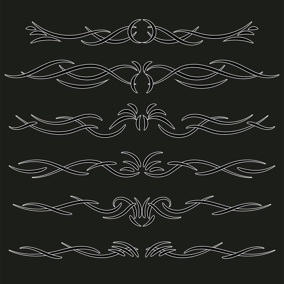 Fashion dividers. Underlines and text separators. Vector collection. Isolated vector set of borders for text, invitations, cards, books, menus. Design element.