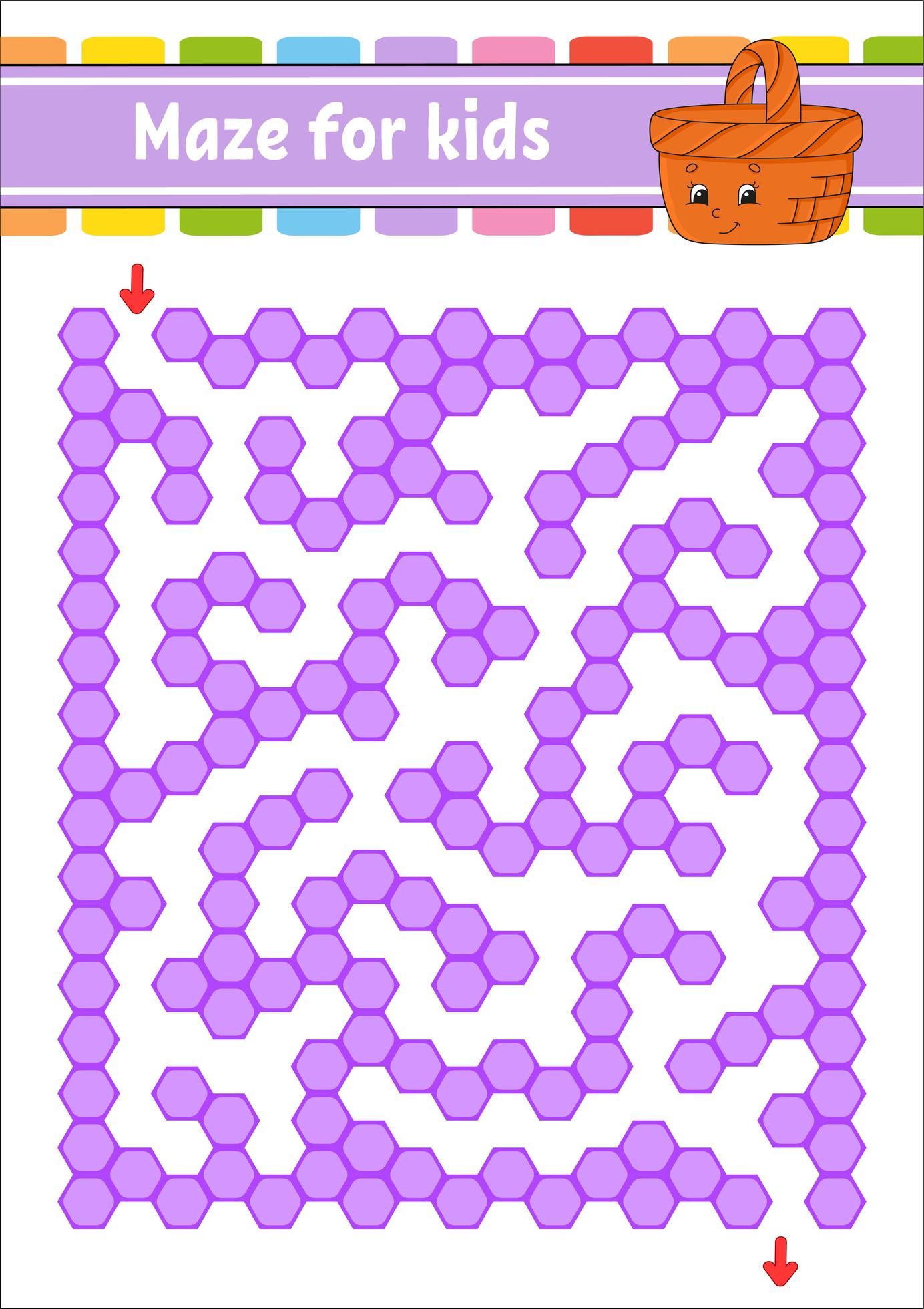 Rectangular color maze. Game for kids. Funny labyrinth. Education