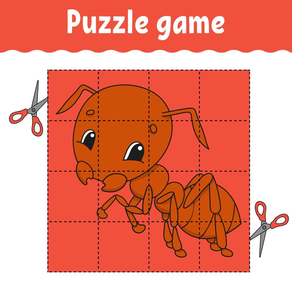 Puzzle game for kids. Education developing worksheet. Learning game for children. Color activity page. For toddler. Riddle for preschool. Isolated vector illustration in cartoon style.