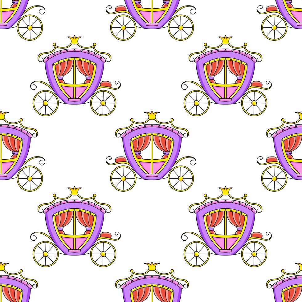 Colored cartoon seamless pattern. Cartoon style. Hand drawn. Vector illustration isolated on white background.