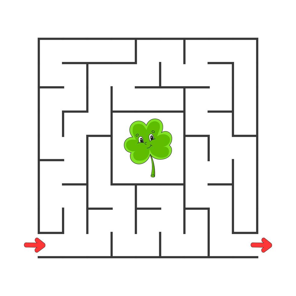 Square maze. Game for kids. Puzzle for children. Cartoon character. Labyrinth conundrum. Color vector illustration. Find the right path. The development of logical and spatial thinking.