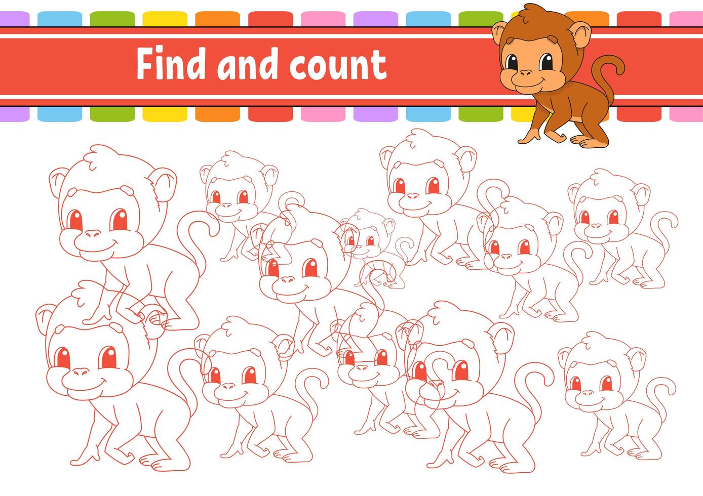 Find and count. Education developing worksheet. Activity page with pictures. Puzzle game for children. Logical thinking training. Isolated vector illustration. Funny character. Cartoon style.