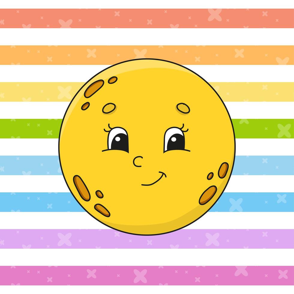 Cute moon. Colorful vector illustration. Cartoon style. Isolated on color background. Design element. Template for your design.