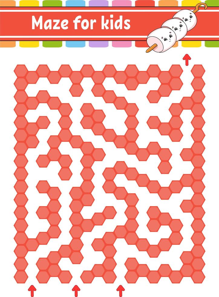 Rectangular color maze. Game for kids. Funny labyrinth. Education