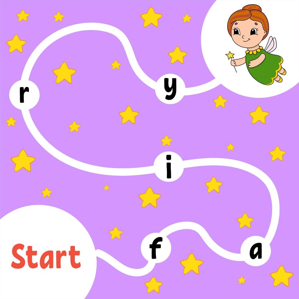 Tooth Fairy. Logic puzzle game. Learning words for kids. Find the hidden name. Education developing worksheet. Activity page for study English. Isolated vector illustration. Cartoon style.
