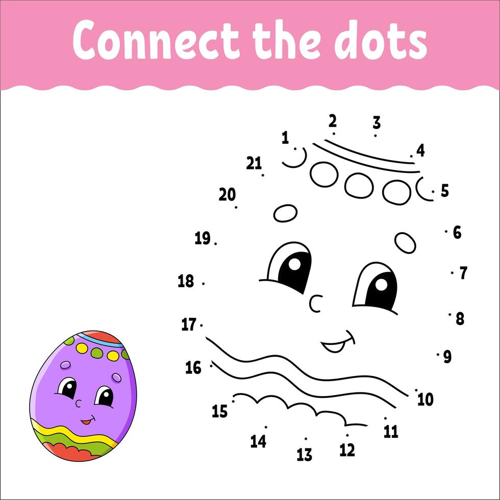 Dot to dot game. Draw a line. For kids. Activity worksheet. Coloring book. With answer. Cartoon character. vector