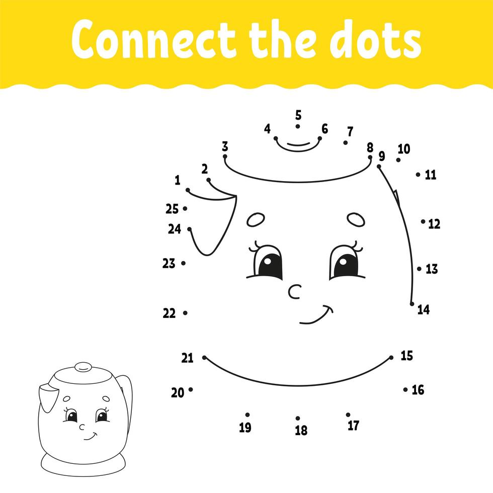 Dot to dot. Draw a line. Handwriting practice. Learning numbers for kids. Education developing worksheet. Activity page. Game for toddler and preschoolers. Isolated vector illustration. Cartoon style.