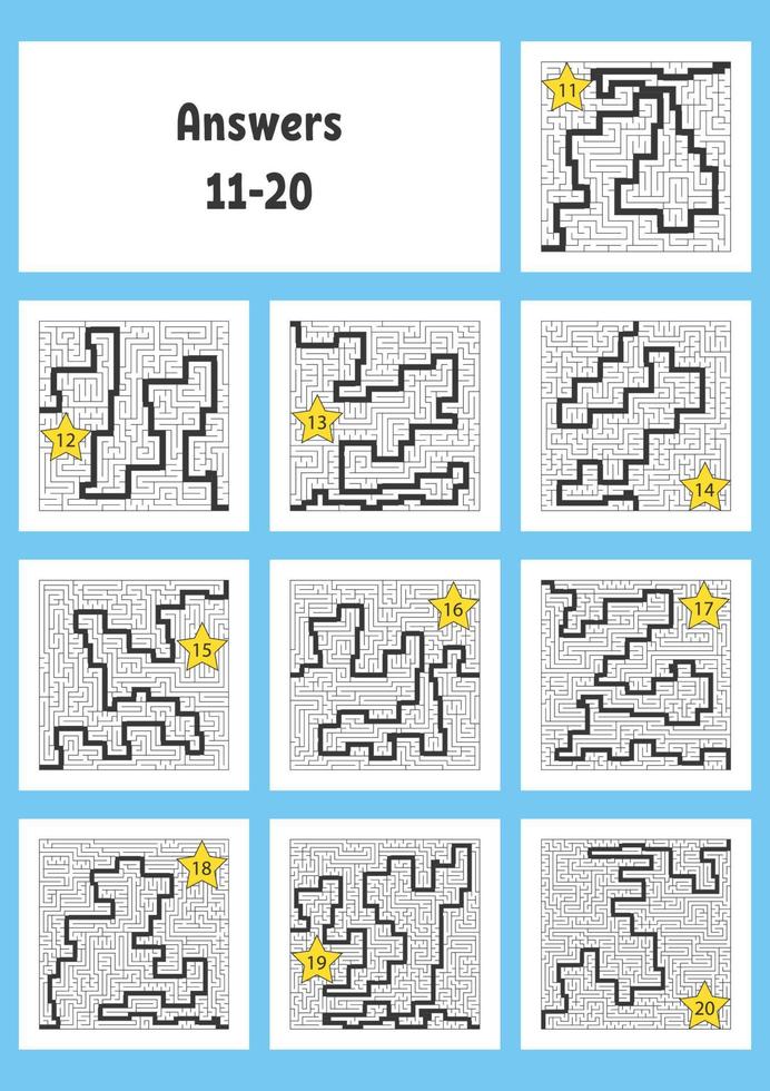 Square maze. Game for kids. Puzzle for children. Labyrinth conundrum. Color vector illustration. Find the right path. The development of logical and spatial thinking.