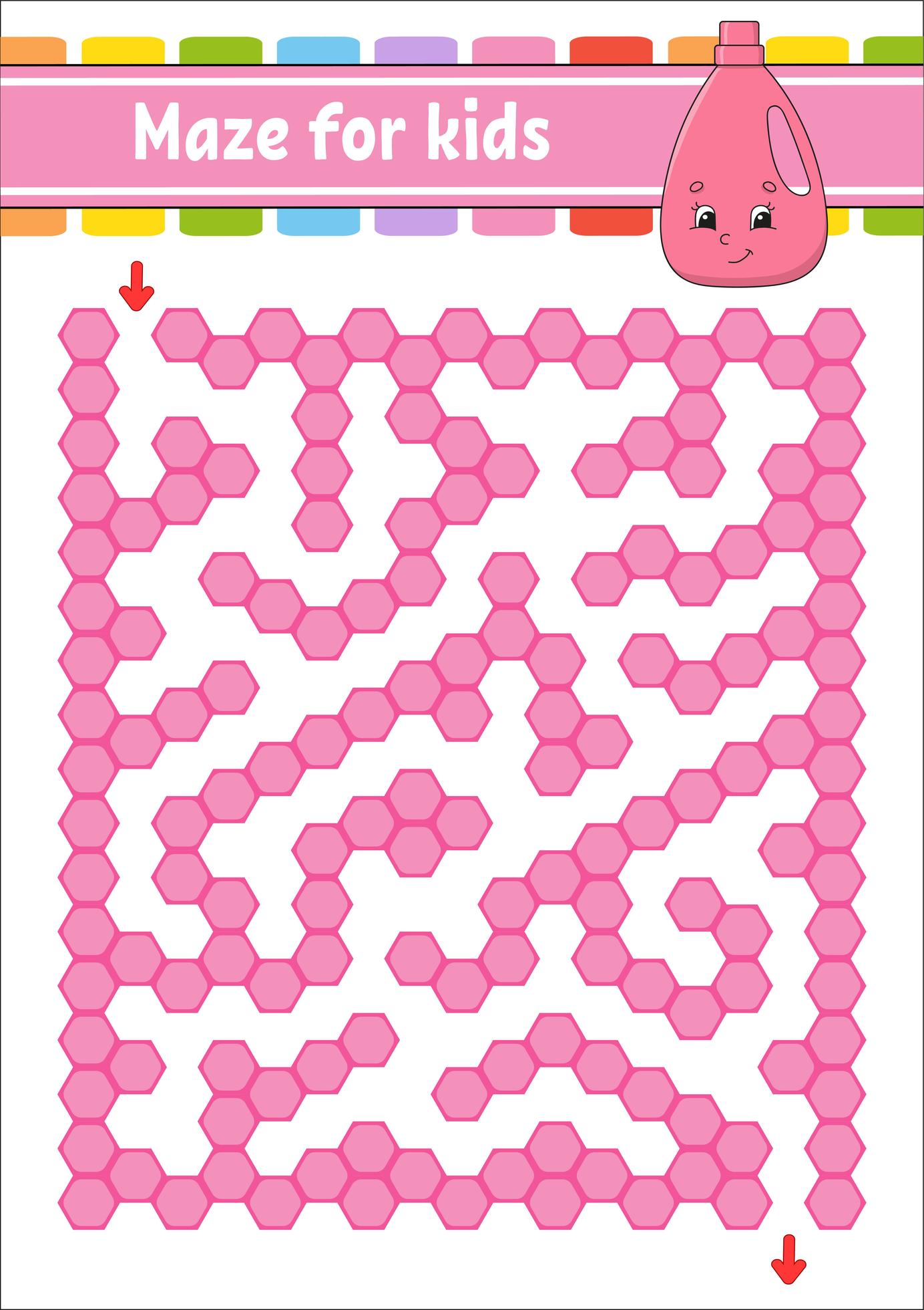 Rectangular color maze. Game for kids. Funny labyrinth. Education