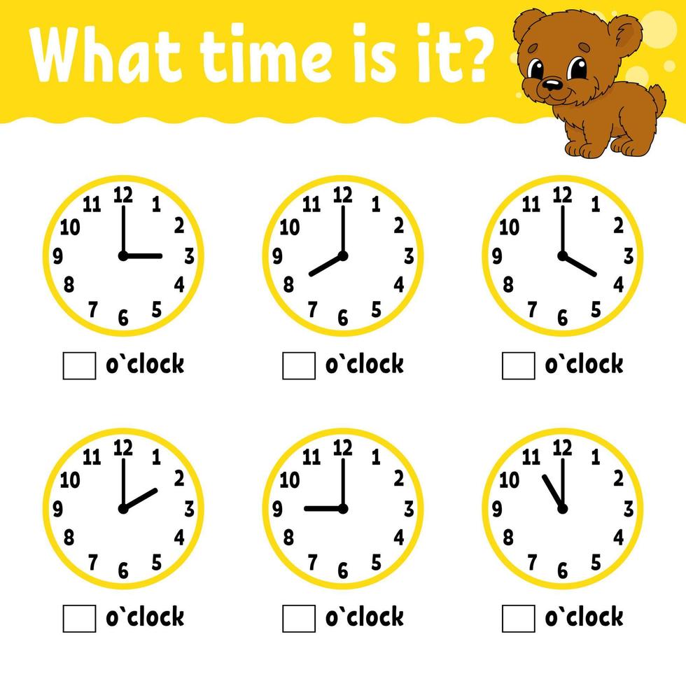 Plantilla de reloj de niños lindos