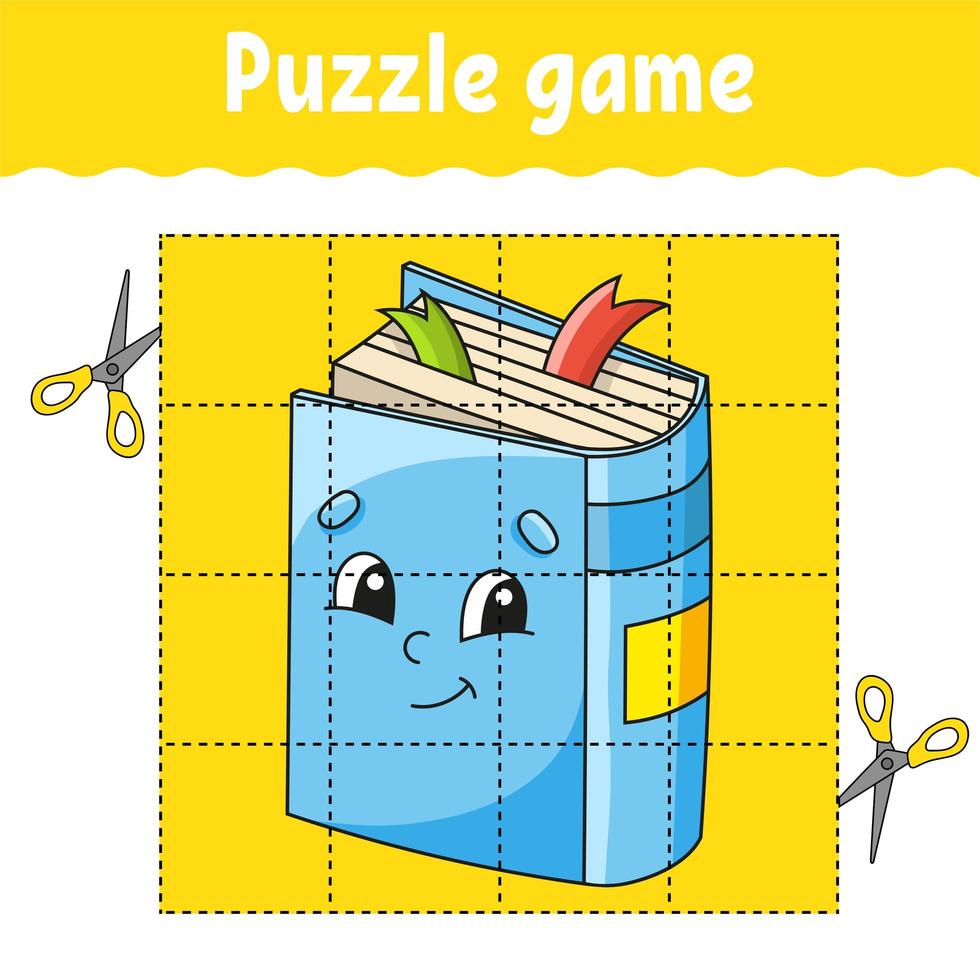 Puzzle game for kids. Education developing worksheet. Back to school. Color activity page. For toddler. Riddle for preschool. Isolated vector illustration in cartoon style.