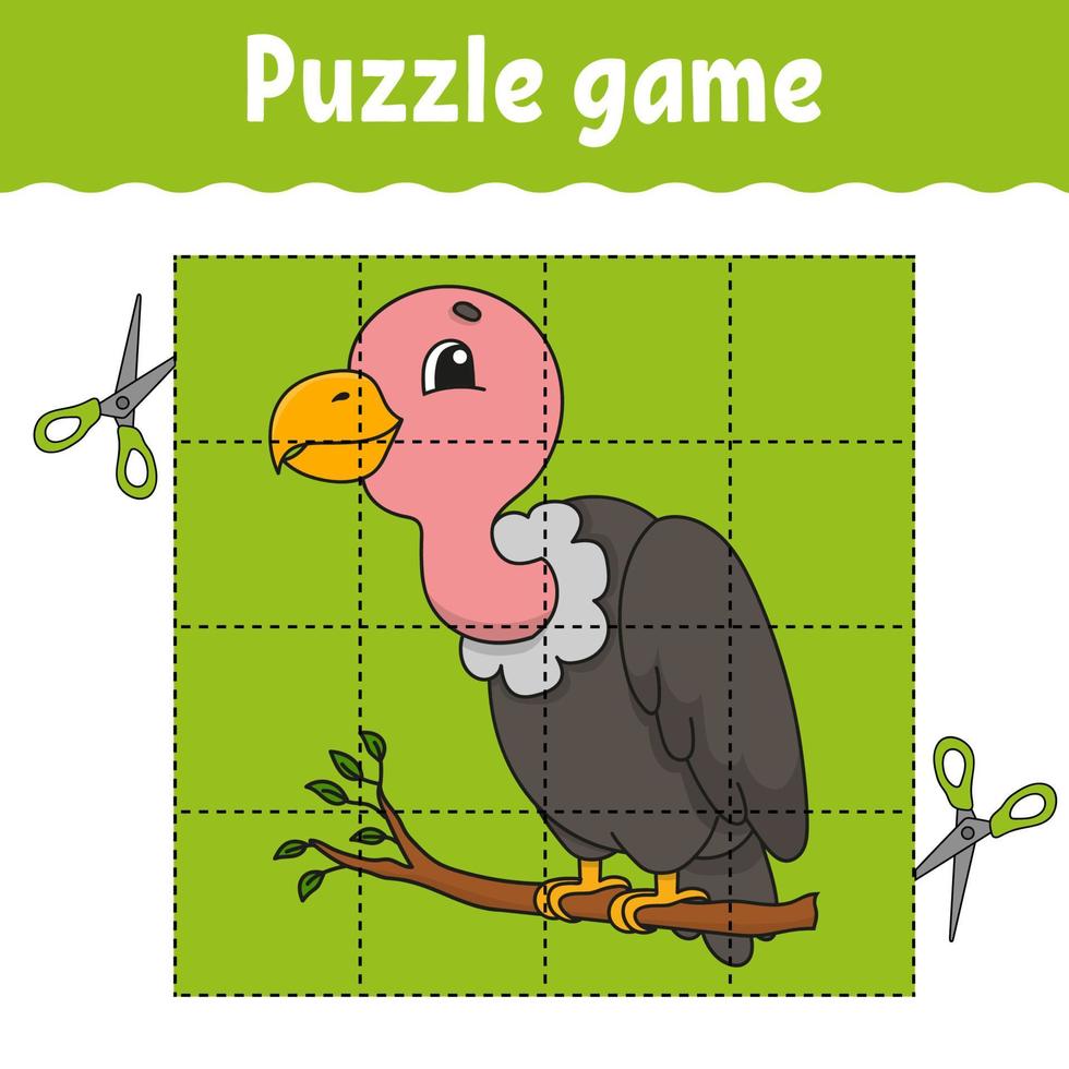 Puzzle game for kids. Education developing worksheet. Learning game for children. Color activity page. For toddler. Riddle for preschool. Isolated vector illustration in cartoon style.