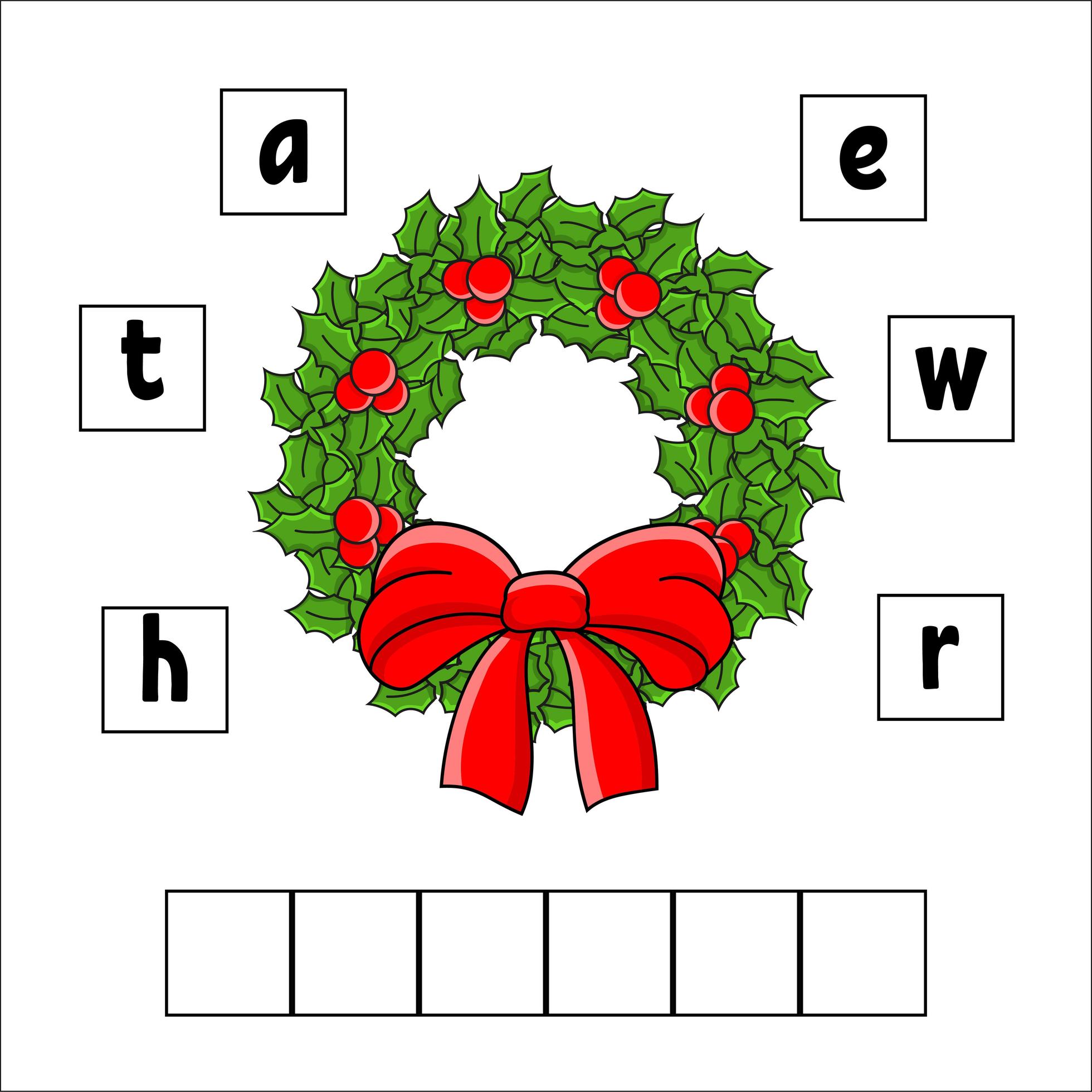Words puzzle. Wreath. Education developing worksheet. Learning game for