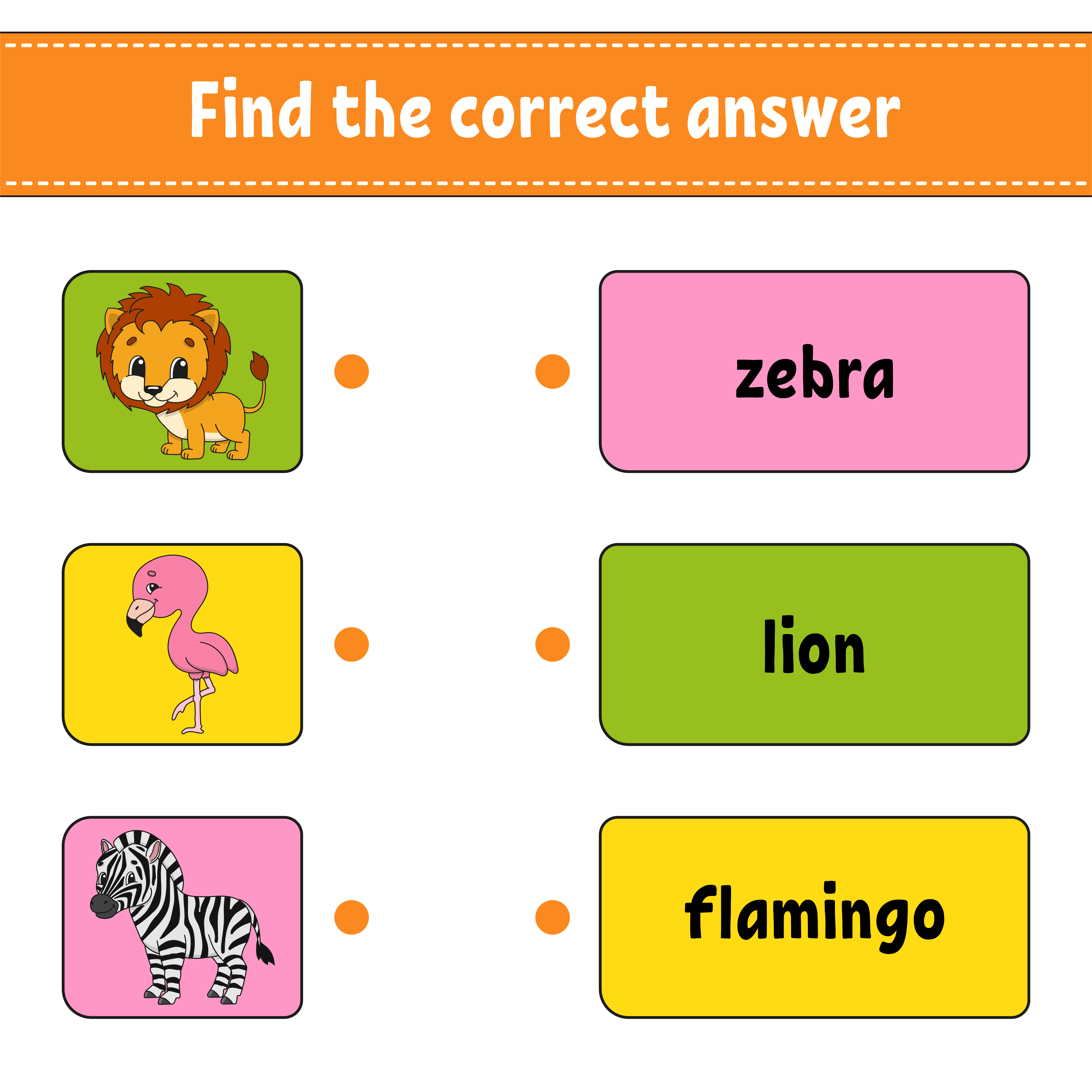Find the correct answer. Draw a line. Learning words. Education developing  worksheet. Activity page for study English. Game for children. Funny  character. Isolated vector illustration. Cartoon style. 3772767 Vector Art  at Vecteezy