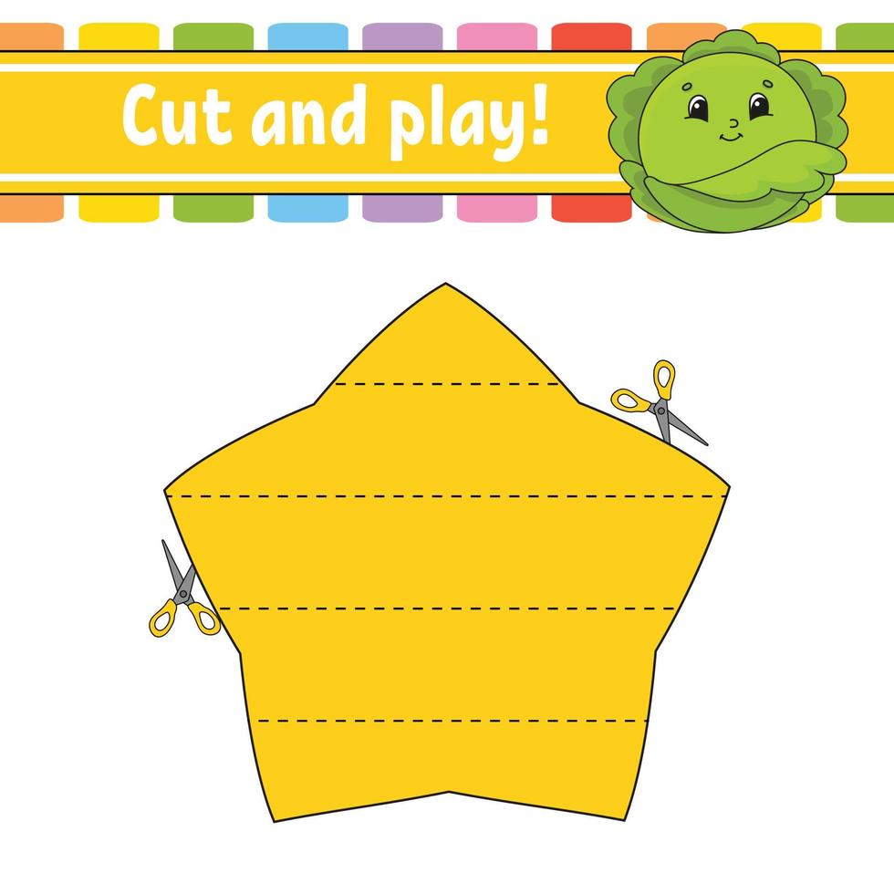 cortar y jugar. rompecabezas de lógica para niños. hoja de trabajo de desarrollo educativo. juego de aprendizaje. página de actividad. práctica de corte para preescolar. Ilustración de vector aislado plano simple en estilo de dibujos animados lindo.