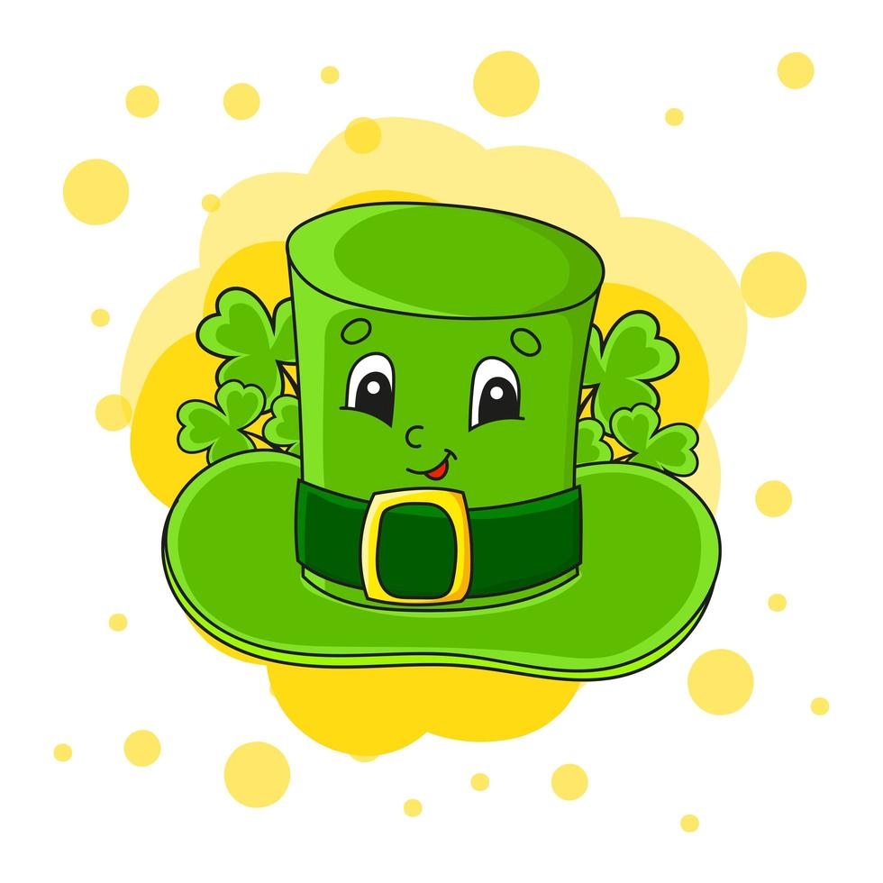 Leprechaun hat. Colorful vector illustration. Isolated on color abstract background. Design element. Cartoon character. St. Patrick's day.