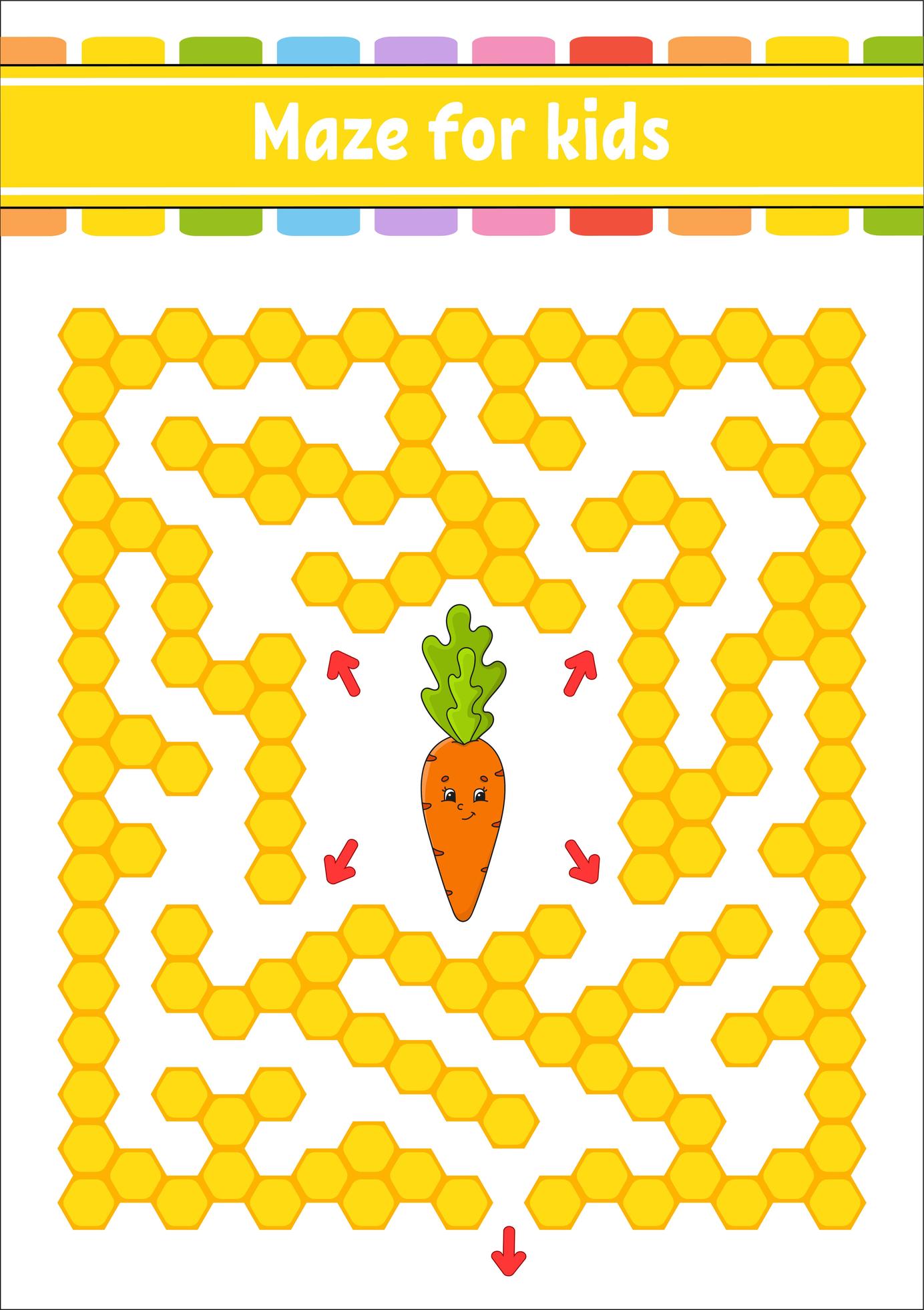 Rectangular color maze. Game for kids. Funny labyrinth. Education