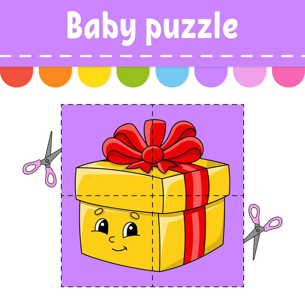 Baby puzzle. Easy level. Flash cards. Cut and play. Christmas theme. Color  activity worksheet. Game for children. Cartoon character. 3772887 Vector  Art at Vecteezy