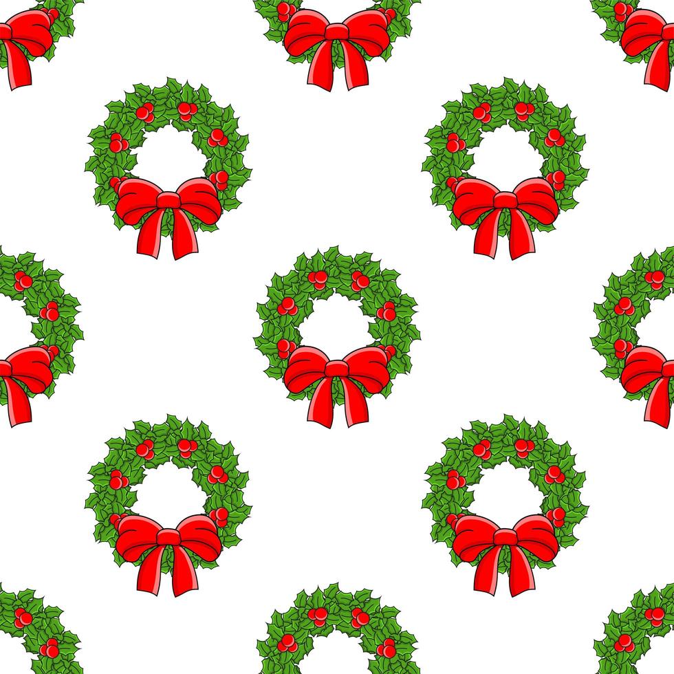 Colored cartoon seamless pattern. Christmas theme. Cartoon style. Hand drawn. Vector illustration isolated on white background.