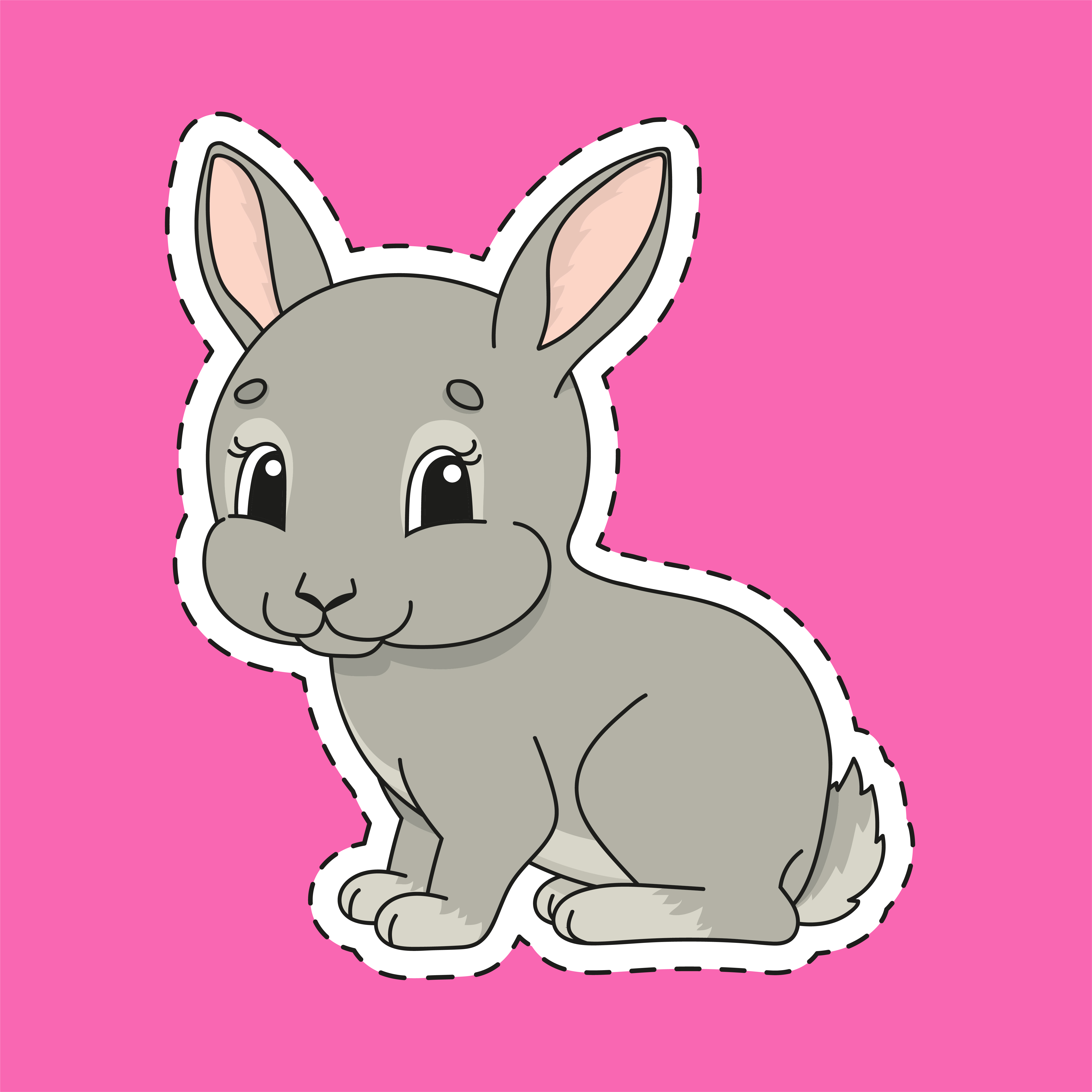 Cute Bunny Sticker Cartoon Illustration Isolated On White Background.  Kawaii cute cartoon character design. 25755082 Vector Art at Vecteezy