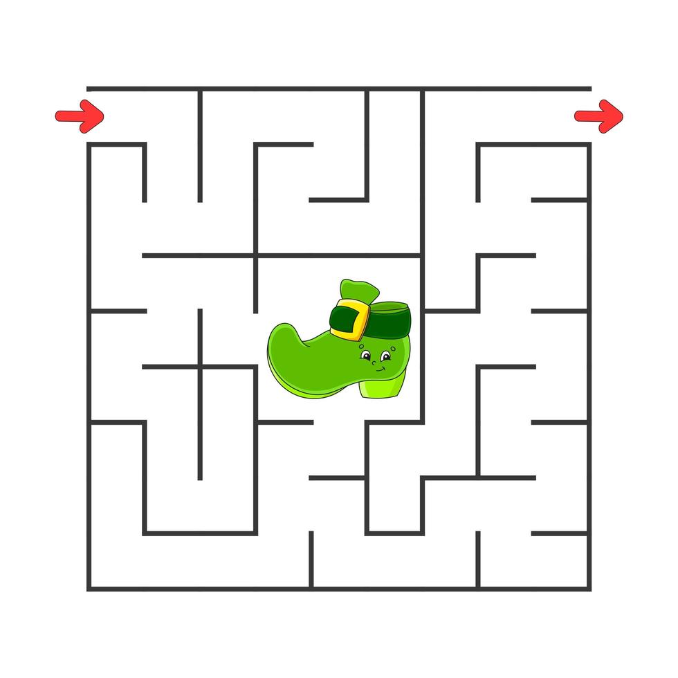 Square maze. Game for kids. Puzzle for children. Cartoon character. Labyrinth conundrum. Color vector illustration. Find the right path. The development of logical and spatial thinking.