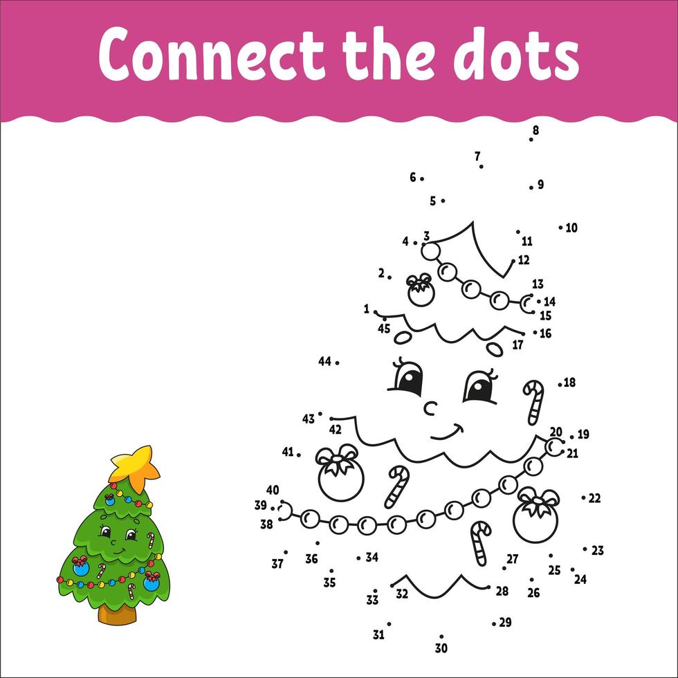 Dot to dot. Draw a line. Handwriting practice. Learning numbers for kids. Activity worksheet. With answer. Game for toddler. Isolated vector illustration. Cute character. Cartoon style.