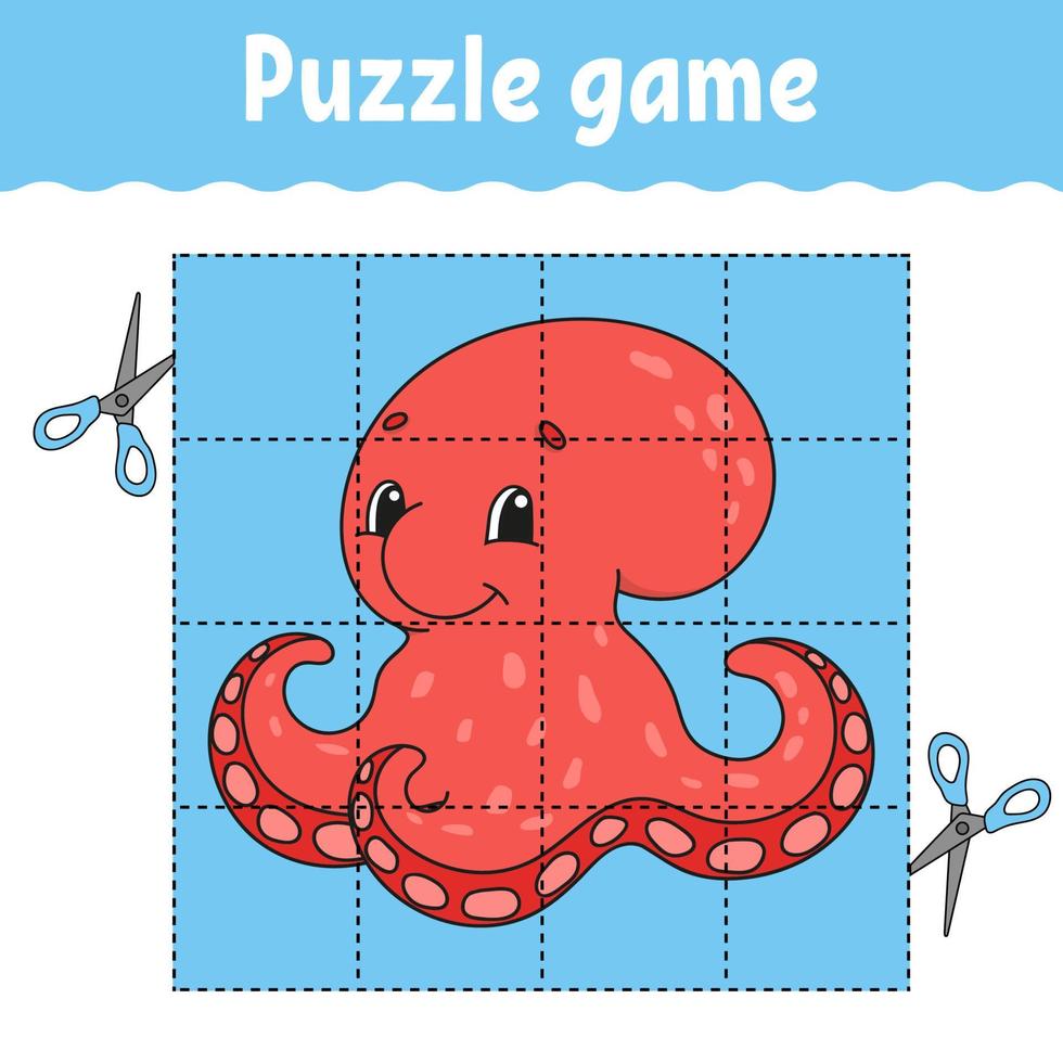 Puzzle game for kids. Education developing worksheet. Learning game for children. Color activity page. For toddler. Riddle for preschool. Isolated vector illustration in cartoon style.