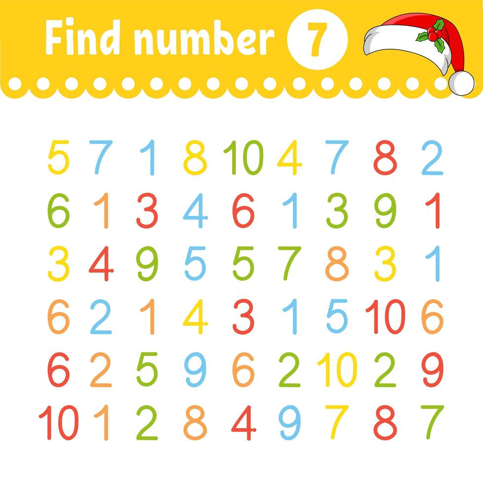 Find number. Education developing worksheet. Activity page with pictures. Game for children. Isolated vector illustration. Funny character. Cartoon style.