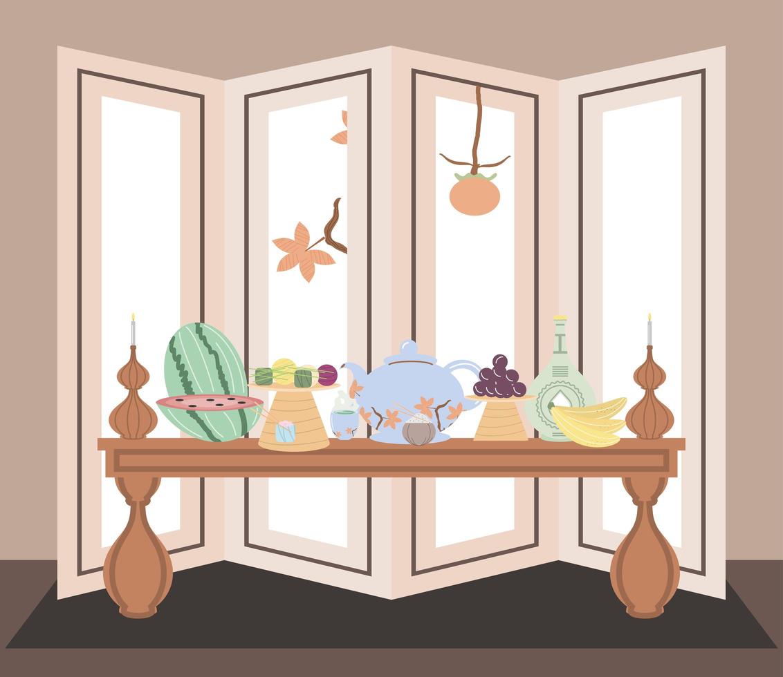 decoración chuseok coreana vector