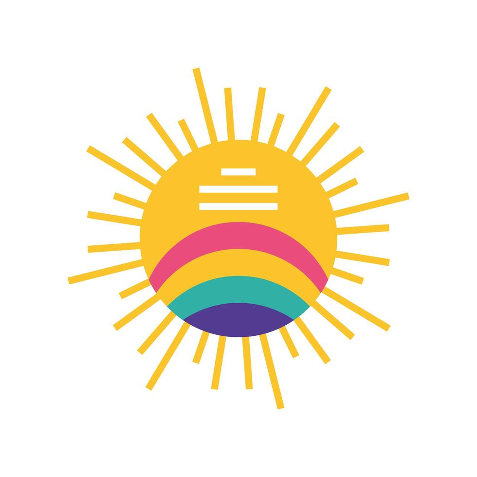 sun with rainbow cartoon vector