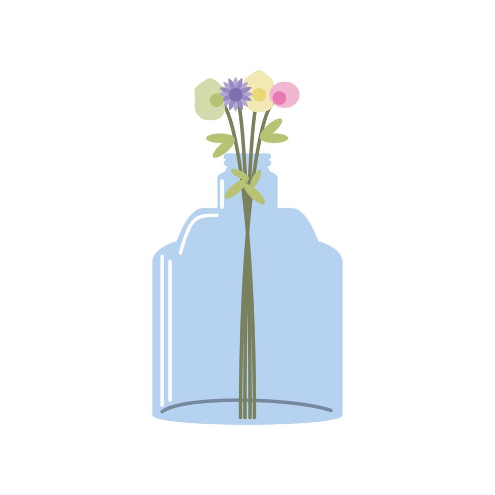 flowers in glass vase vector