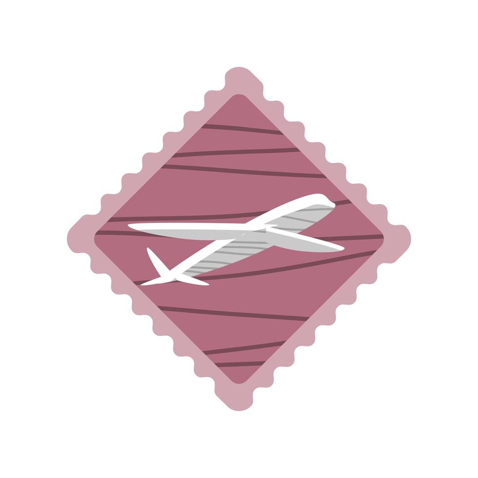 airplane post stamp vector