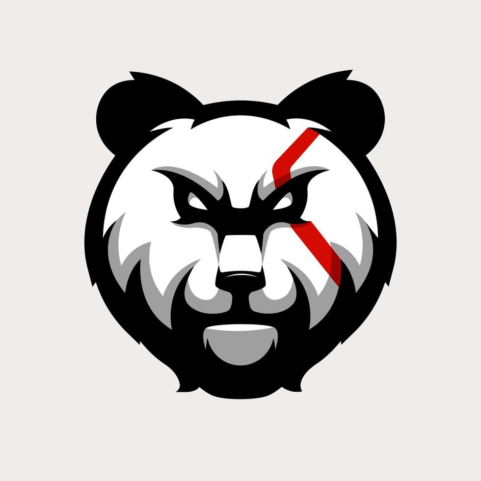 Vector de diseño de logotipo de mascota panda con estilo moderno de concepto de ilustración para impresión de deportes, juegos, deportes, equipos, insignias, emblemas y camisetas