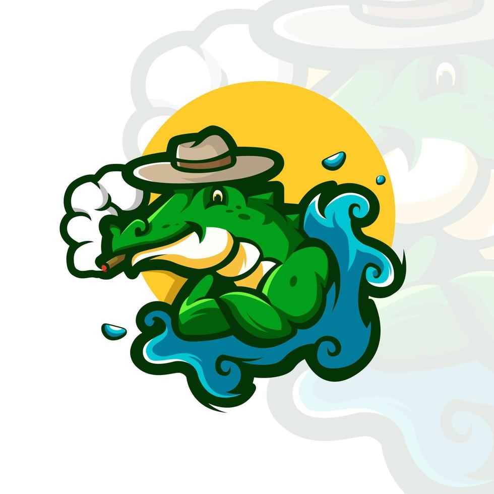 crocodile in water while smoking is on vacation vector