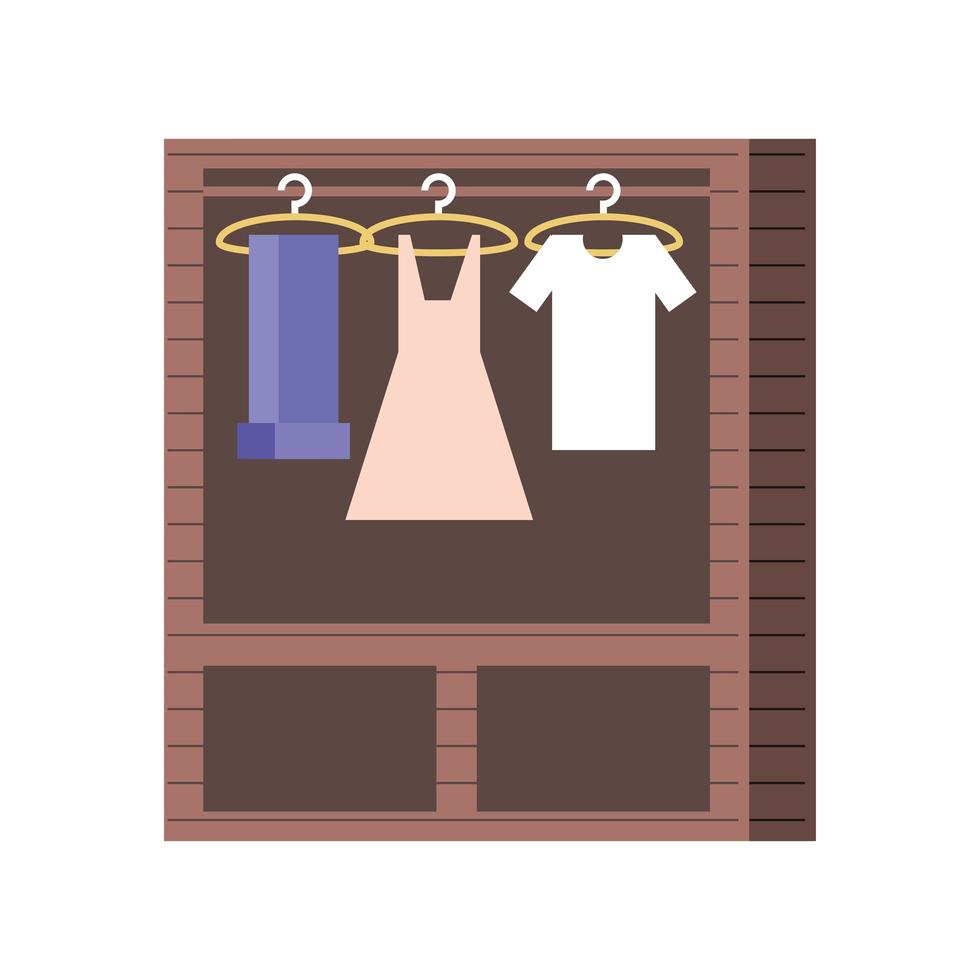 wardrobe with dresses hanging vector