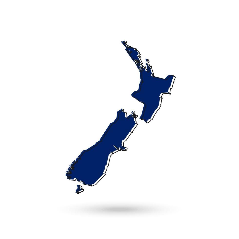 Ilustración vectorial del mapa azul de Nueva Zelanda sobre fondo blanco. vector