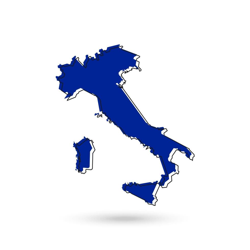 Ilustración vectorial del mapa azul de Italia sobre fondo blanco. vector