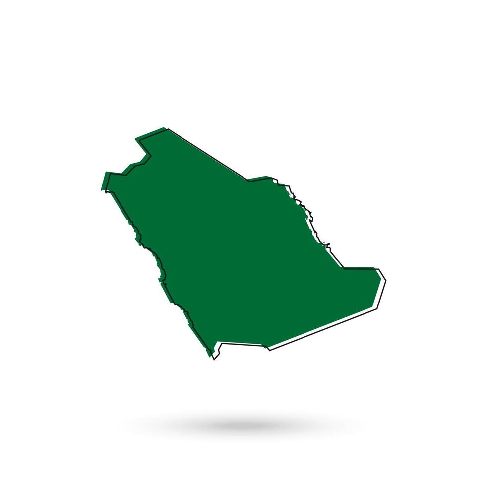 Mapa verde de Arabia Saudita sobre fondo blanco. vector
