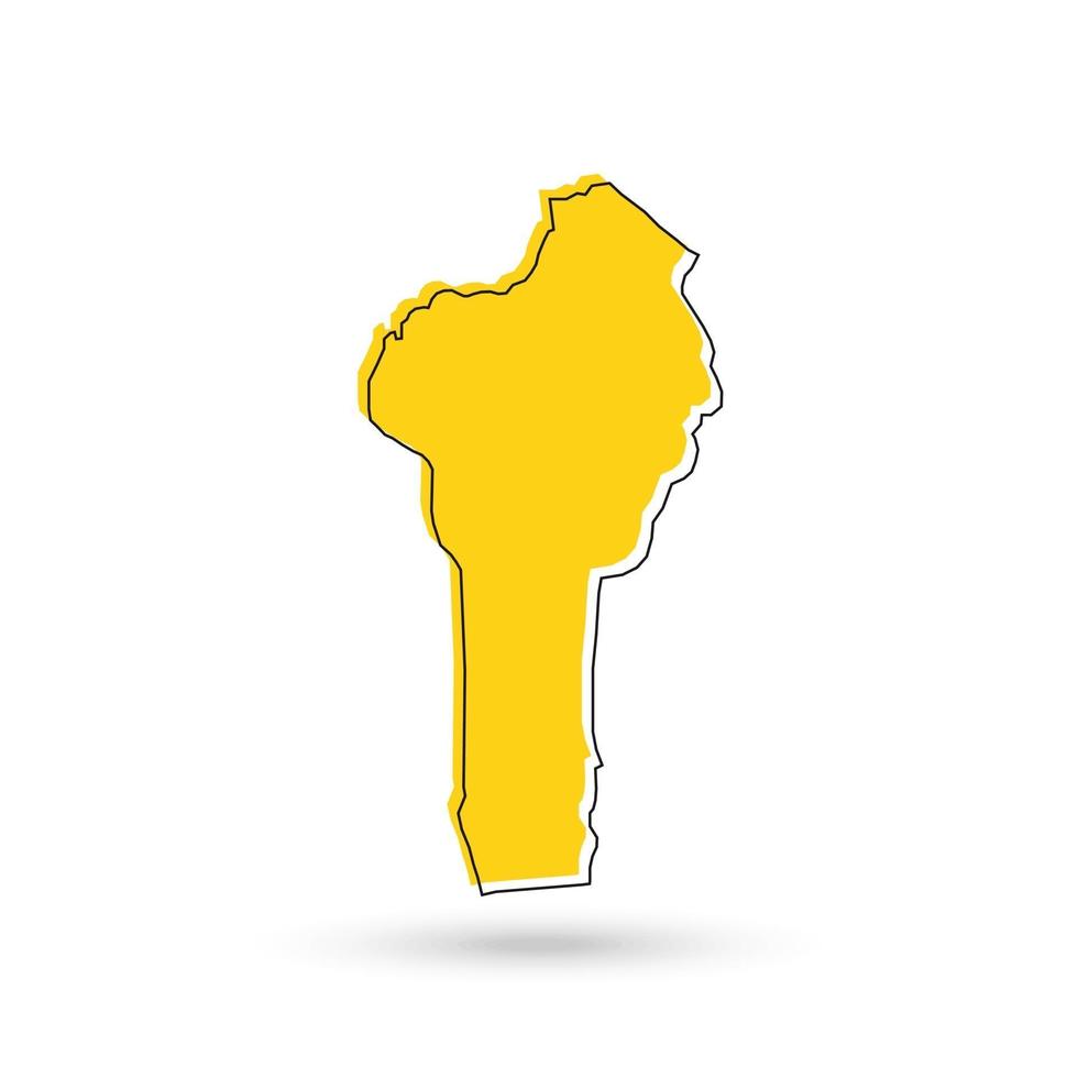 Vector Illustration of the yellow Map of Benin on White Background