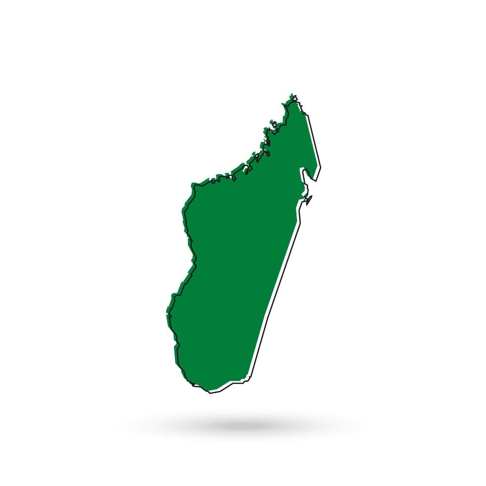 Vector Illustration of the green Map of Madagascar on White Background