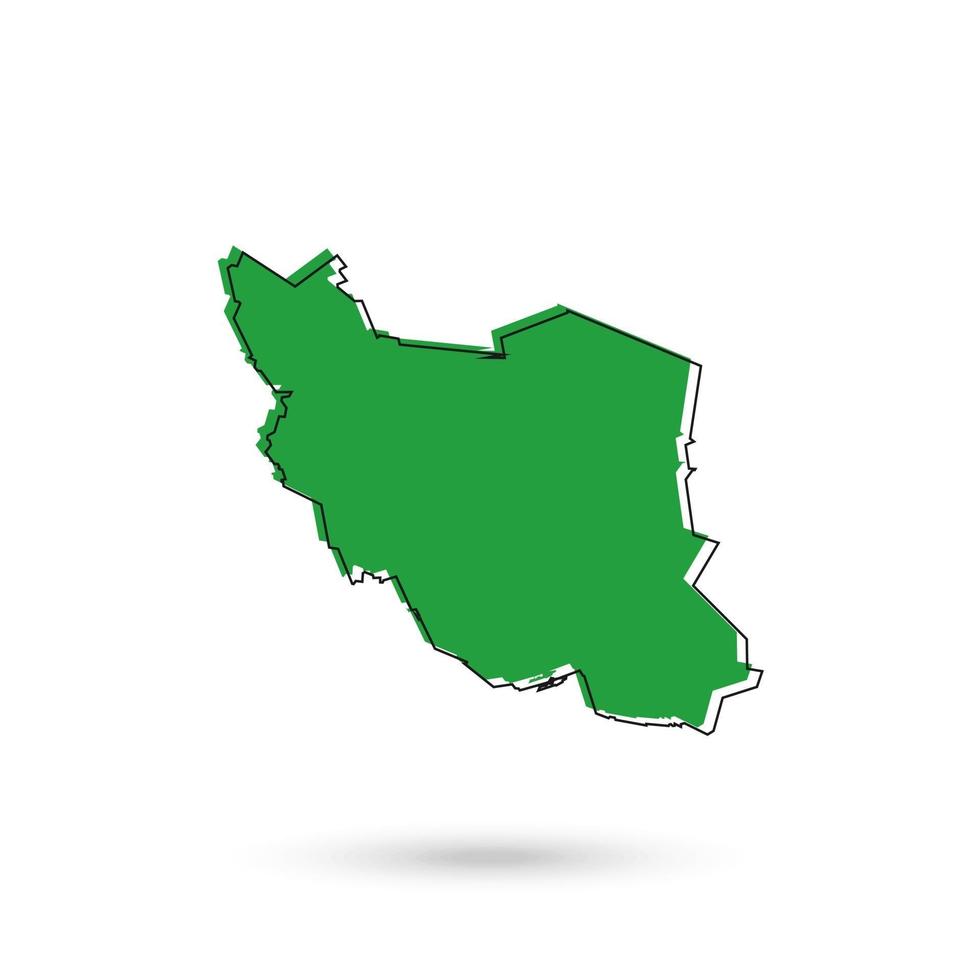 Ilustración vectorial del mapa verde de Irán sobre fondo blanco. vector