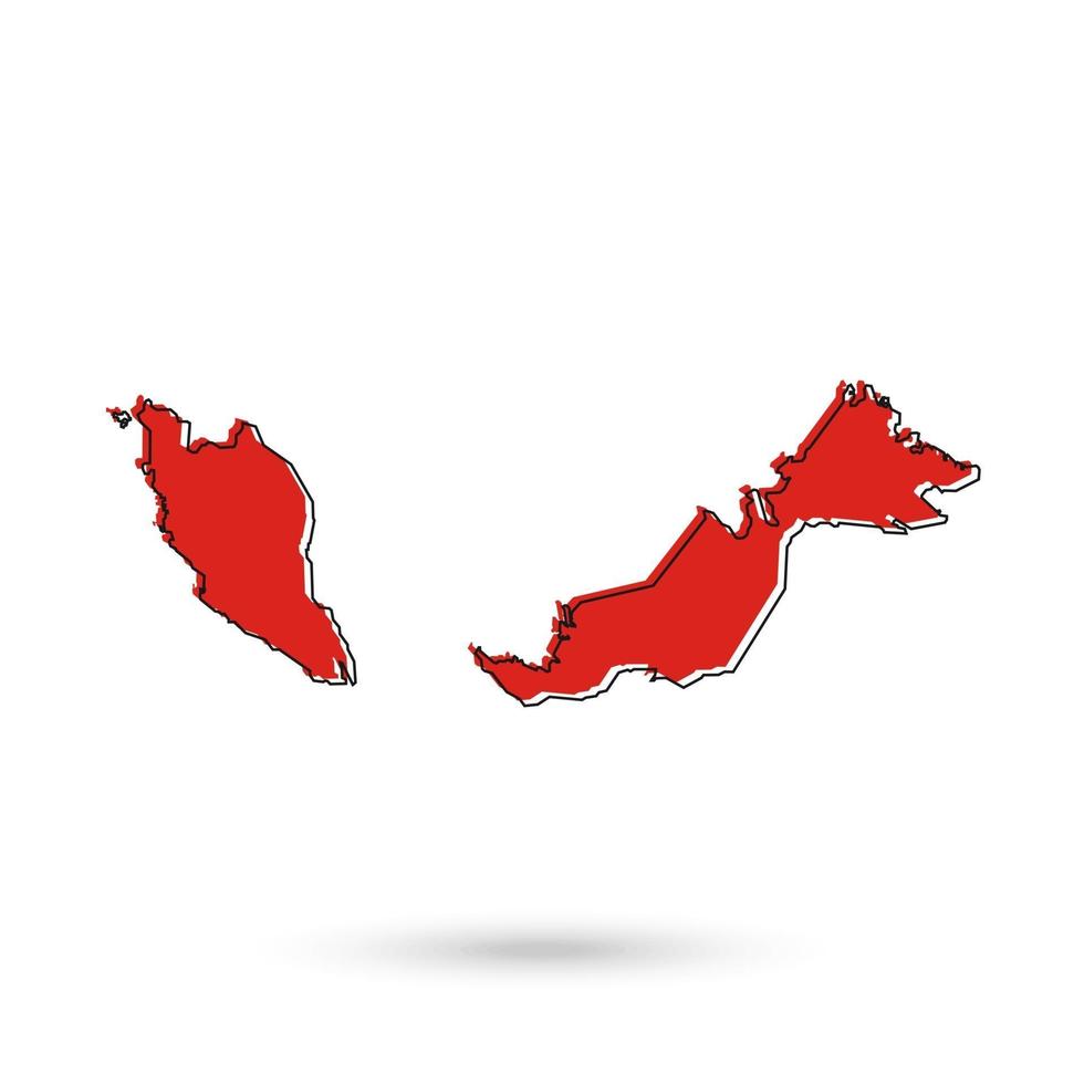 Ilustración vectorial del mapa rojo de Kuala Lumpur sobre fondo blanco. vector