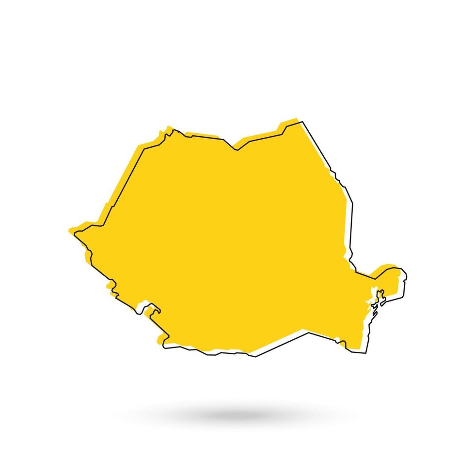 Vector Illustration of the yellow Map of Romania on White Background