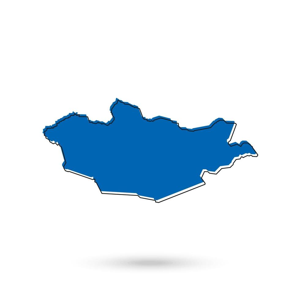 Vector Illustration of the Blue Map of Mongolia on White Background