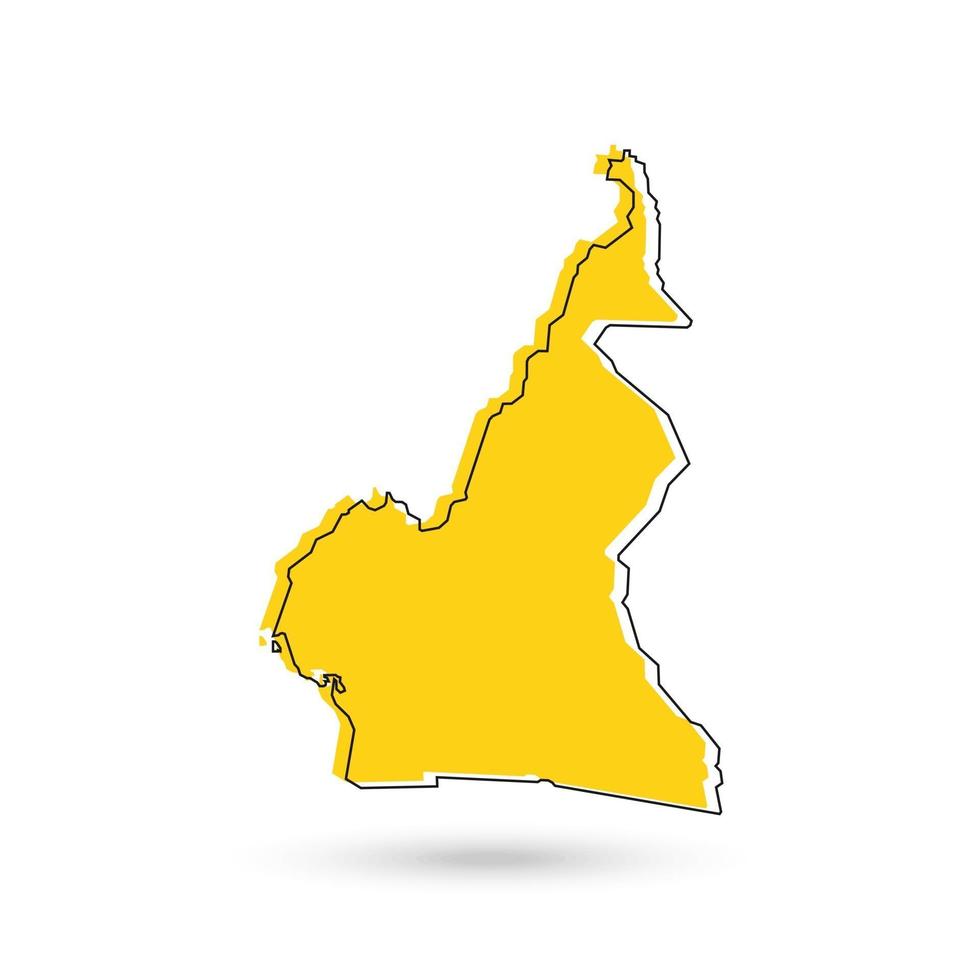 Ilustración vectorial del mapa amarillo de Camerún sobre fondo blanco. vector